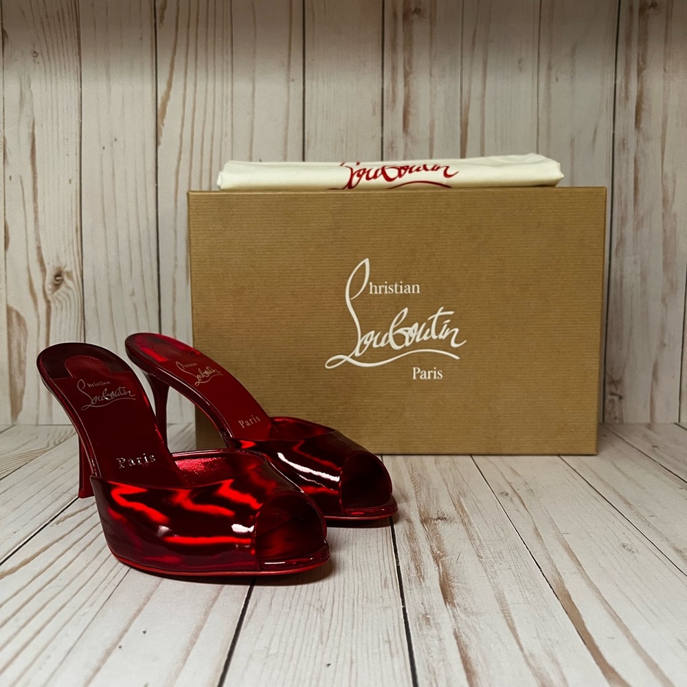 Christian Louboutin Me Dolly Peep Toe Sandal Loubi Red Sz 36 / 6